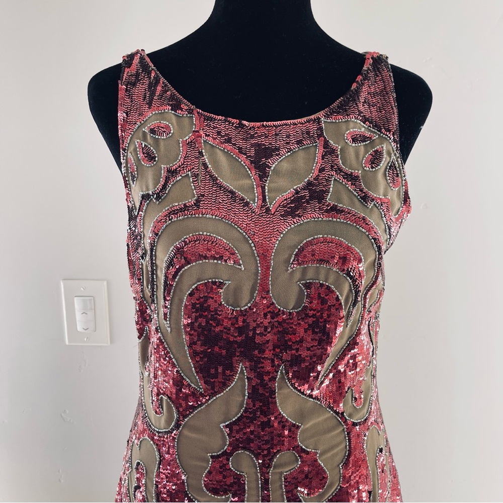 Needle & Thread Sequin Dress in Pink and Tan, Size 6 - Picture 3 of 16